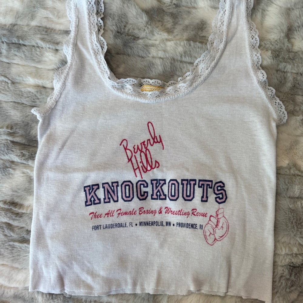 Vintage Beverly Hills Knockouts Lace Trim Tank Top